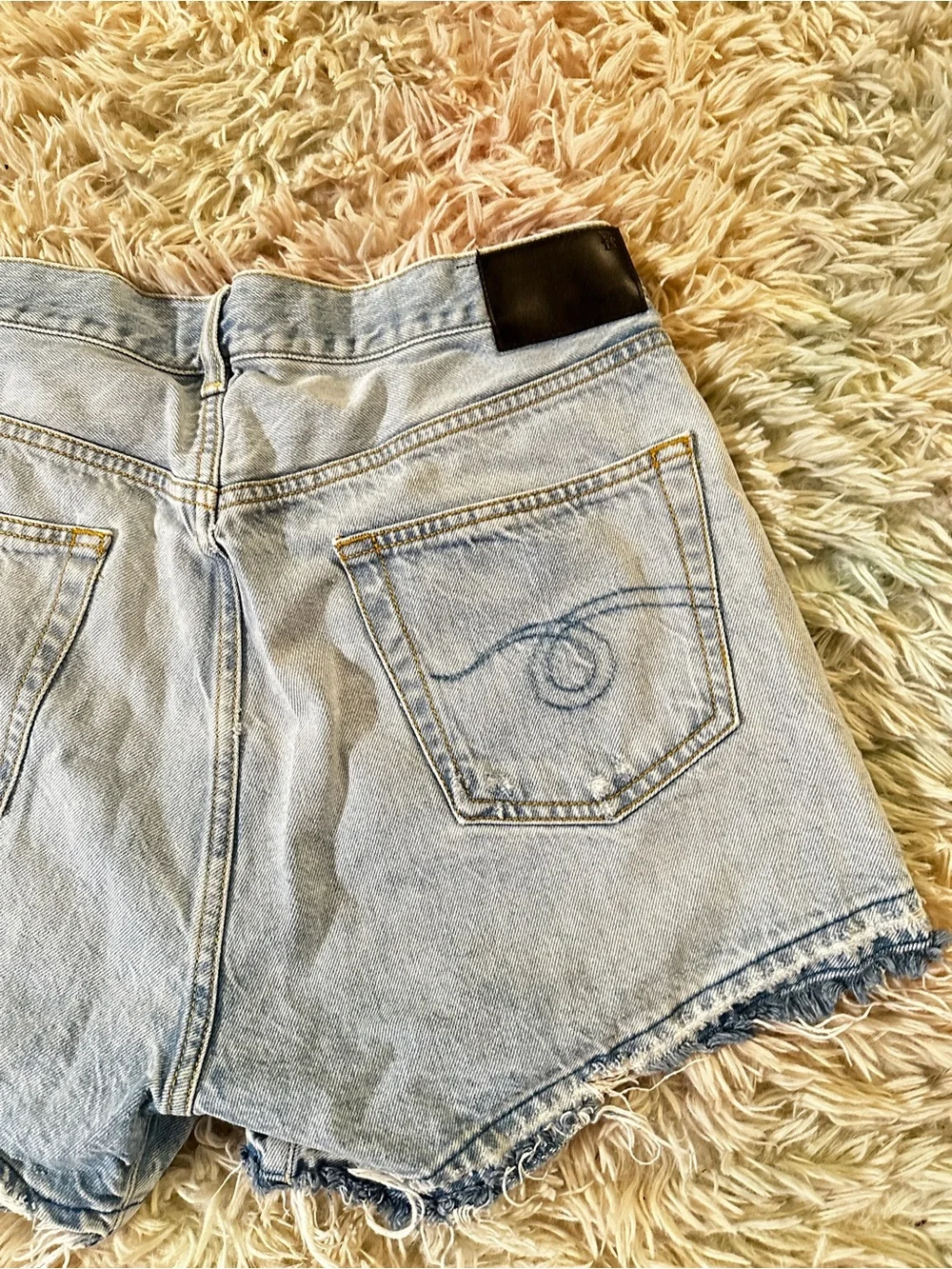 New R13 Tilly With Let Down Hem Crossover Asymmetric Denim Shorts Size 25